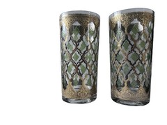 Vintage Culver Valencia Set of 2 Tumblers Highball Glasses 22k Gold USA 5.5″