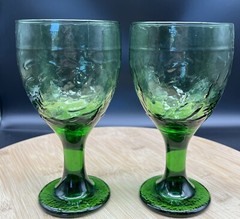 LIBBY 16 OZ 🍃 “GARDEN VINE » 🍃 Gorgeous Grassy Green Water ~ Wine Goblets 🌱