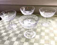 Vintage Set of 4 Waterford Cut Crystal LISMORE Champagne Coupe Sherbet Stemware