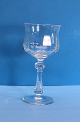 Vtg Handblown Ruffled Crystal Wine Glass w Distinctive Cut-Ball Stem 7″ Quality!