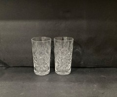 Libbey USA Hobstar Tall Highball Clear Glasses Set of 2 Star of David Cut