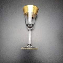 Vintage Glastonbury Lotus Minton Gold Trim Crystal Shot Glasses Set of 4