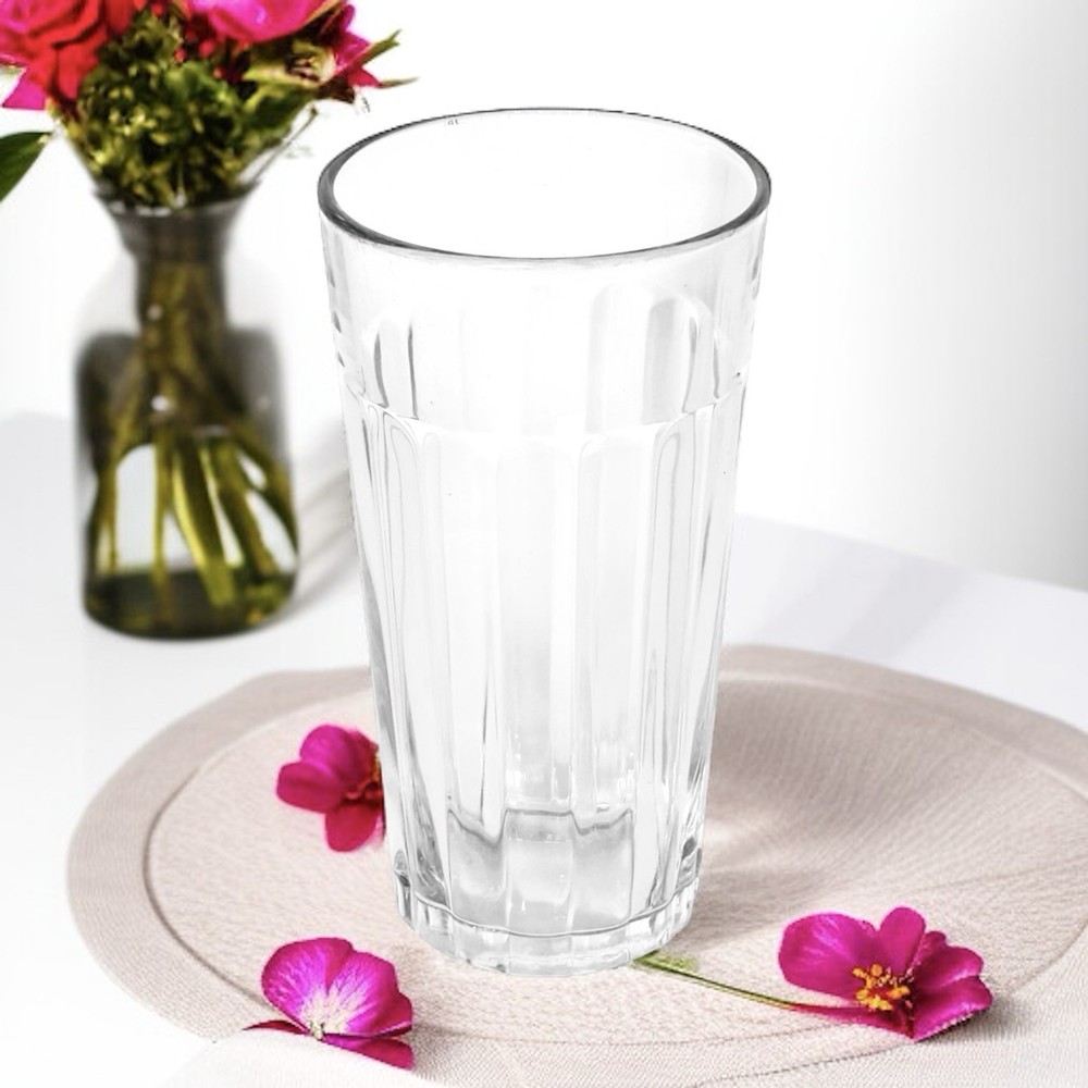 VTG Libbey DuraTuff PANELED TUMBLERS Clear Heavy 16 OZ Glass Cooler MINT