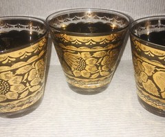 Stunning George Briard MCM24K Gold Floral/Scroll OldFashion LowballGlassesSet 3