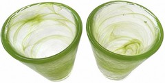 Kosta Boda Mine UVH Green Art Glass Tumblers Set of 2 Sweden Ulrica HV 4.5”