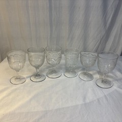 EAPG Early American Pressed Glass Grape Raspberry Goblet Wineglass Chalice Lot 6