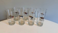 Vintage Fly Fishing Highball Glasses Set Of 8 With Multicolor Fly Designs
