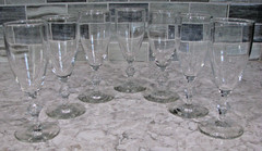 Libbey Georgian 4 oz Whisky Sour Glasses w/Bamboo Stems, 1960’s, Set of 7