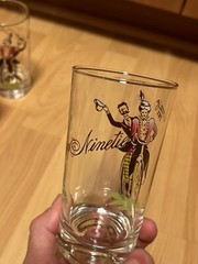 Vintage Anchor Hocking Highball Glasses Gay Nineties Transportation Bicycle 1890