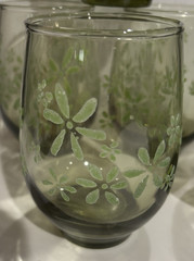 Vintage Libbey Green Mint Bouquet Daisy Pattern Set of 7 Tumblers Glass