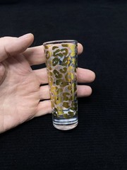 Vintage Gold Leopard Print Small Bar Glasses Set of 4 Retro Tumblers | 0152