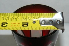 Set of 6 Wine Glasses W/ Glass Caddy Bowl Ruby Red Clear & Optic Stemmed