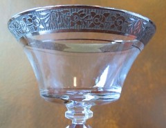 Tiffin Bridal Rose Clear #17687 Stem 5 ¾” Platinum Trim Champagne Sherbet(s)