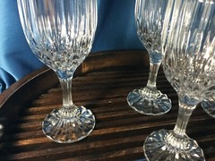 4 CRISTAL D’ARQUES DURAND BRETAGNE 6 1/2″ WINE GLASSES 1990-1996 TEARDROP DESIGN