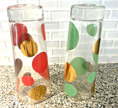 2 Russel Wright MCM Polka Dot Eclipse Barware Glass Tumblers