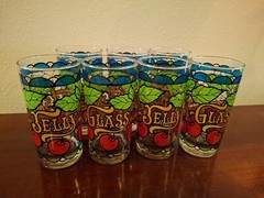 7 Rare Jelly Glasses 8 oz Brightly Colored Tumbles