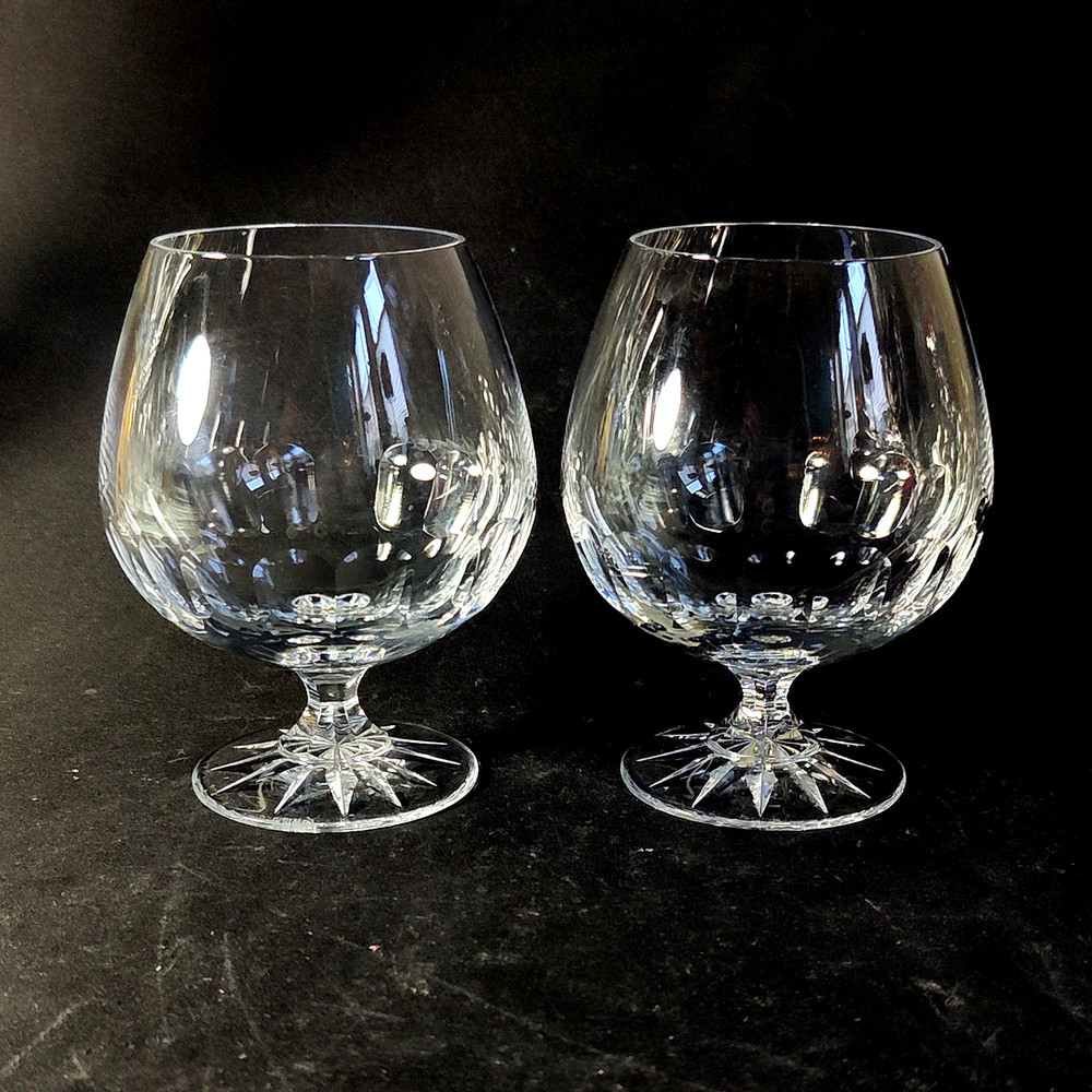 GALWAY CONNEMARA BRANDY GLASSES, Cut Lead Crystal, 5″, 14 Oz, IRELAND, 2PCS