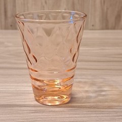 Vintage Jeanette Glass Chantilly Pink Diamond & Ribbed Optic 5 Oz Glass Tumbler.