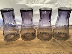 Libbey McDonald’s Coca Cola 4 Embossed Purple Colored 16 Oz Glasses