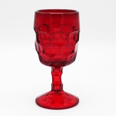 Viking Georgian Ruby Red Wine Glasses Set, Vintage Mid Century Glass 7oz, 5 1/8″