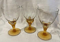 3 Seneca 310 Amber Blown 6″ Water Glasses Morgantown W Virginia Have Extras