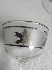 Libby Silver Leaf Frosted Cocktail Champagne Glasses Vintage Set Of 6 Fancy Fall