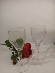 Mikasa Crystal Clear Panache Square Wine Glasses Goblets Tall Set of 2. 8 3/4″
