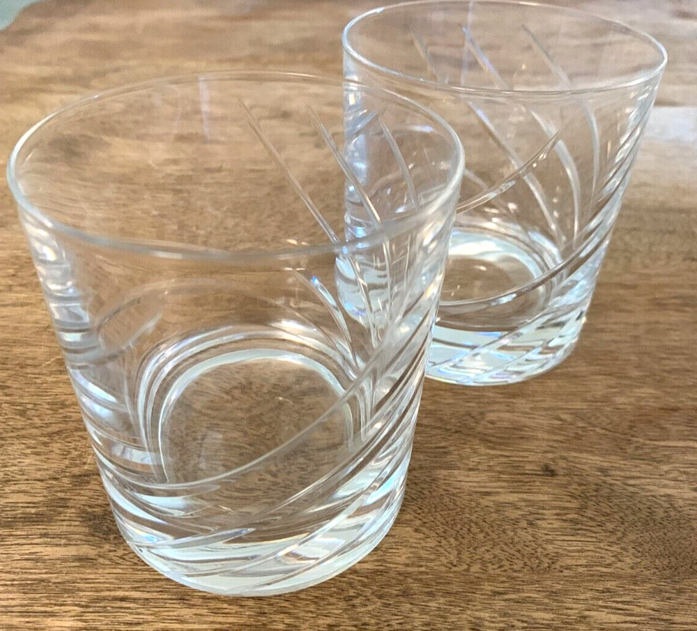 2 Junon Clear Cristal Old Fashioned Low Ball D’Arques Durand Crystal Glass