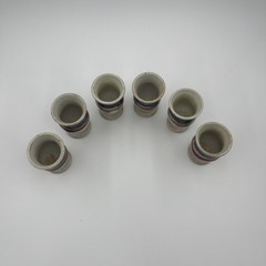 Vintage Leon Kula Art Pottery Mini Goblets Cordial Glasses Drip Glaze Set of 6
