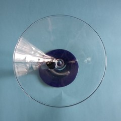 Vintage Libbey Bravura Martini Cocktail Cobalt Blue Curved Stem Glasses Set