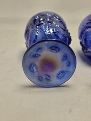 Vtg Fenton Cobalt Blue Madonna Inn Wild Rose Mosser Wine Glass Goblets Set Of 2
