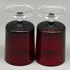 VTG WINE CAVALIER RUBY RED CRYSTAL GLASSES CLEAR FOOTED FRANCE 4.5″