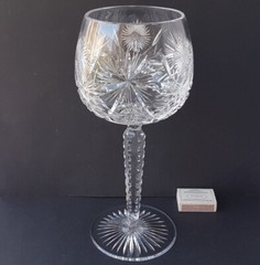 Xxl Glass Foot Cup Trophy Hand-Cut Val St. Lambert Around 1900 M923