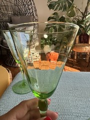 Vintage Green Vaseline UraniumWine Glasses, Set of 4 circa 1940’s-1950’s