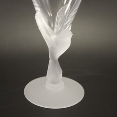 Sasaki Crystal Wings Clear Wine Glasses set of 2 E Yamagishi Figural Stem Vtg