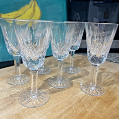 Set of 6 Waterford Crystal Lismore Sherry Cordial Wine Glasses 5 1/8” Tall