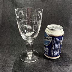 4 VINTAGE TIFFIN FRANCISCAN CRYSTAL WATER WINE GLASSES GOBLETS LEAF ETCHED 7”T