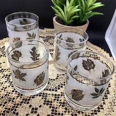 Vtg 1960’s MCM Libbey Barware Glasses-(Set of 4)-Frosted Silver Leaf 3 » 5oz