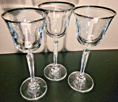 Mikasa 3 Briarcliffe Crystal Wine Goblets 7 7/8″ Platinum LIKE NEW Discontinued