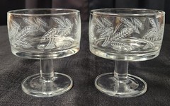 Vintage Etched Wheat Pattern Dessert or Cocktail Coupe Glass – Set of Two