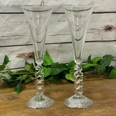 2 Cristal d’Arques Durand Fluted Millennium 2000 Champagne Toasting Glass Flutes