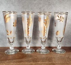 Autumn Gold Leaf Pilsner Stemmed wine glasses beer glass barware set of 4