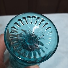 Pioneer Woman Blue Pressed Glass Decorated Goblet Glossy Round Drinkware