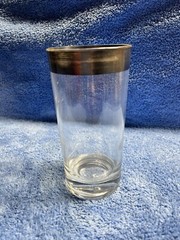 VTG Set of 4 Silver Colored Rim High Ball Tumbler Glasses