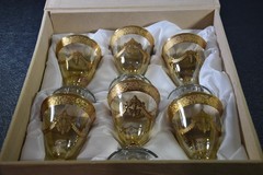 Medici By Arte Italica Handblown Glass 24K Water Goblets in Original Gift Box