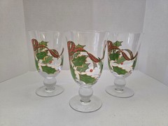 Set Of 3 Lenox Holiday Plaid Ribbon Iced Tea Glasses Goblets 6 3/4″ EUC
