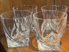 Set Of 4 Mikasa Crystal “Motion” Double Old Fashioned Whiskey Glasses