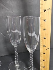 Crystal Champaign Mix Glasses Set Of 7 Princess Cruise 3 Twisted 2 & Diamond 2