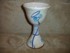 Set of (3) Vintage Hand Thrown Studio Art Pottery Stoneware Wine Goblets 7.5″
