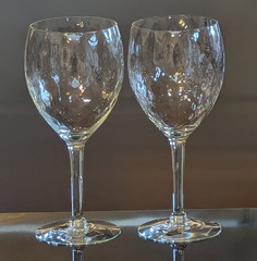 Set/2 Vintage West Virginia Glass Diamond Optic Wine Mouth Blown Glass 8.75″ NEW